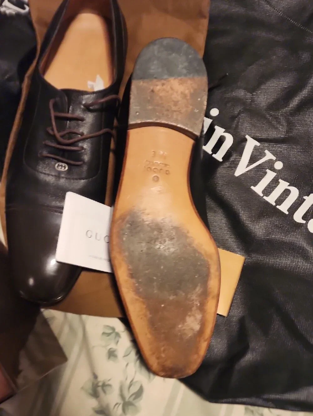 Gucci Dark Brown Leather Cap-Toe Oxford Dress Shoe